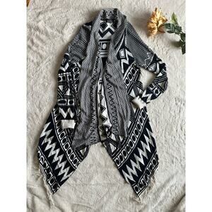 Sisters Cardigan Sweater Black and Cream Size Large